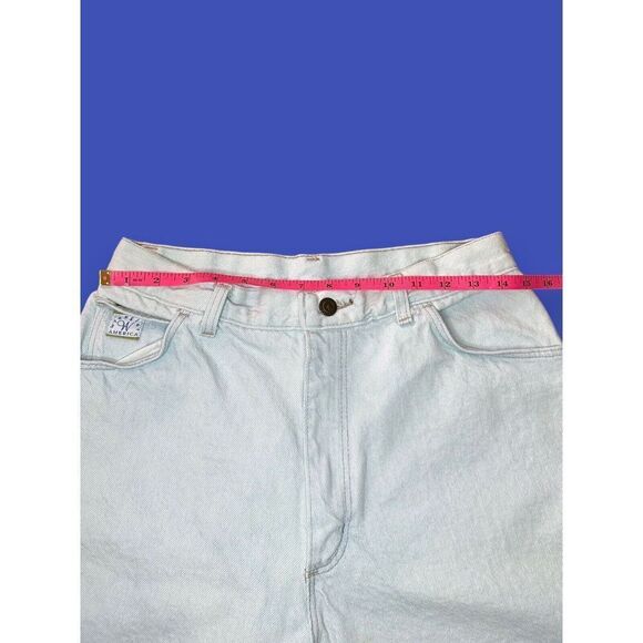 Vintage 90s Wrangler High Rise Jean Shorts High Waisted Mom Long Length Sz 14 - Picture 5 of 7
